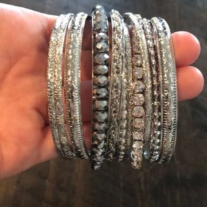 NWOT Silver Bangle Set of 10